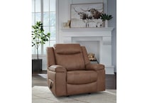 a brown fabric recliner   