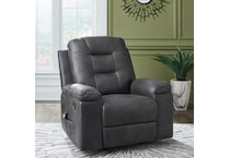 a gray fabric recliner   