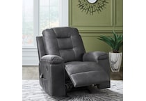a gray fabric recliner   