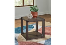 at dark brown end chairside table   
