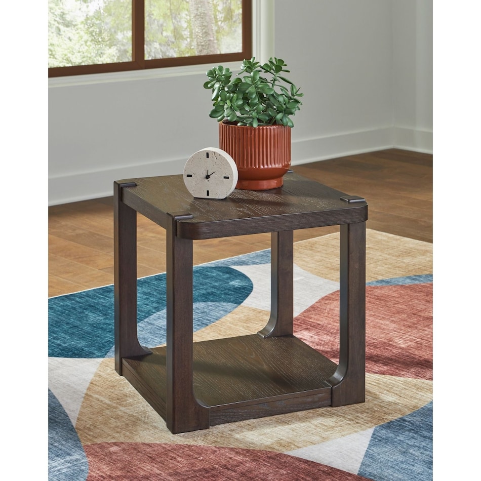 at dark brown end chairside table   