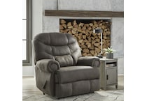a gray fabric recliner   