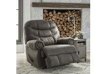 a gray fabric recliner   