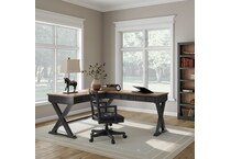 a brown black computer desk ahld  