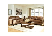 a brown leathermatch loveseat   
