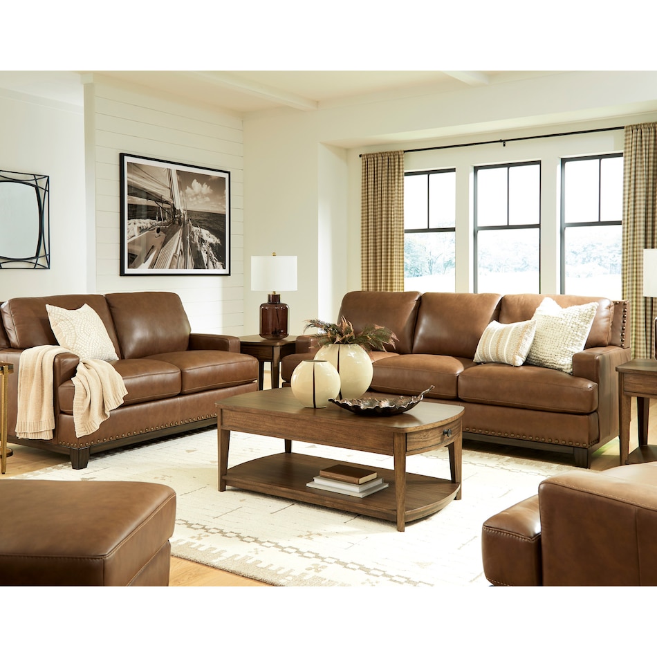 a brown leathermatch sofa   