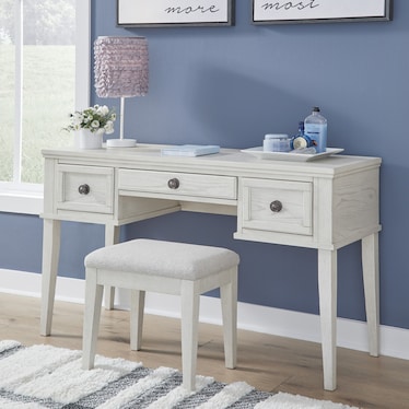 Holland Antique White Vanity W/ Stool