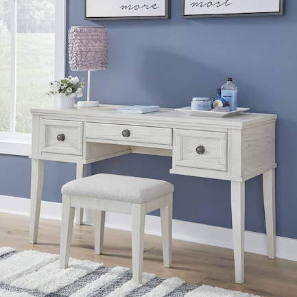 Holland Antique White Vanity W/ Stool