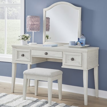 Holland Antique White Vanity W/ Mirror