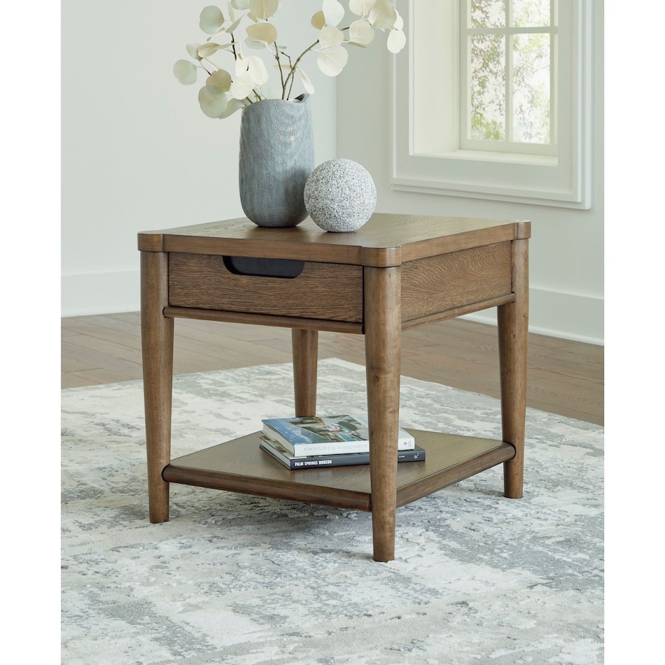 at brown end chairside table   