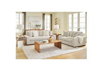 a white fabric loveseat   