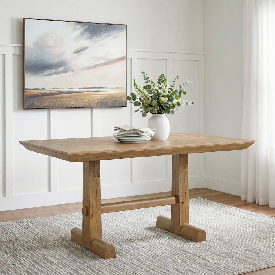 ad light brown table w  base attached   