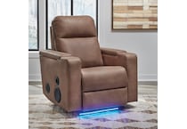 a brown fabric recliner   