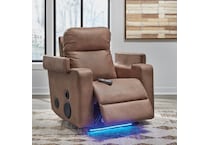 a brown fabric recliner   