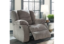 a gray fabric recliner   