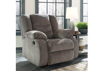 a gray fabric recliner   