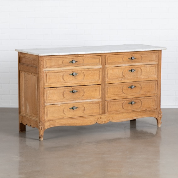 Antique Bleached Oak Marble Top Chest