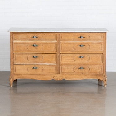 Antique Bleached Oak Marble Top Chest