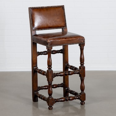 Antique Leather Bar Stool I