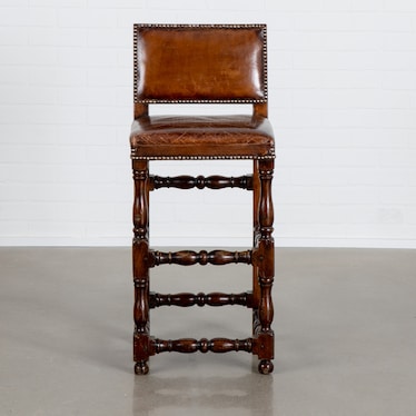 Antique Leather Bar Stool I