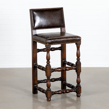 Antique Leather Bar Stool III