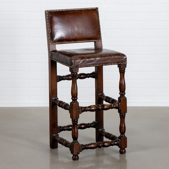 Antique Leather Bar Stool II