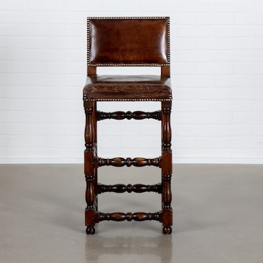 Antique Leather Bar Stool II