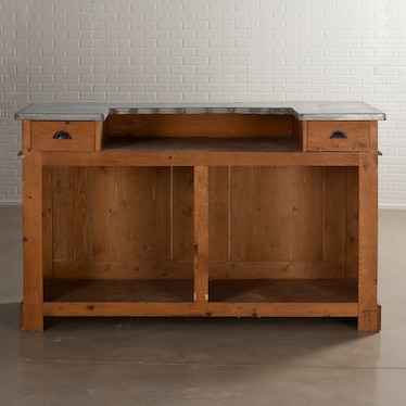 Antique Wooden Bar W/ Zinc Top