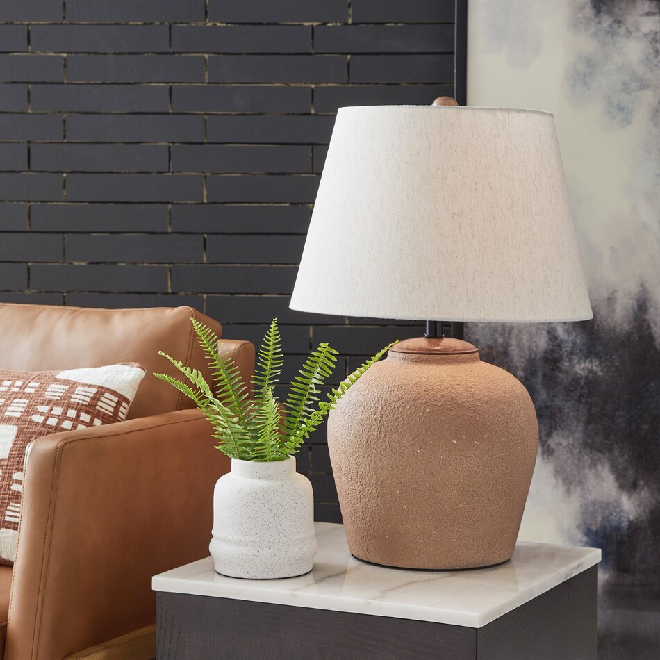 al brown metal table lamp   