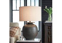 al brown metal table lamp   