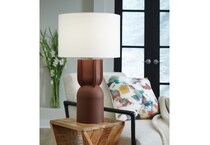 al red metal table lamp   