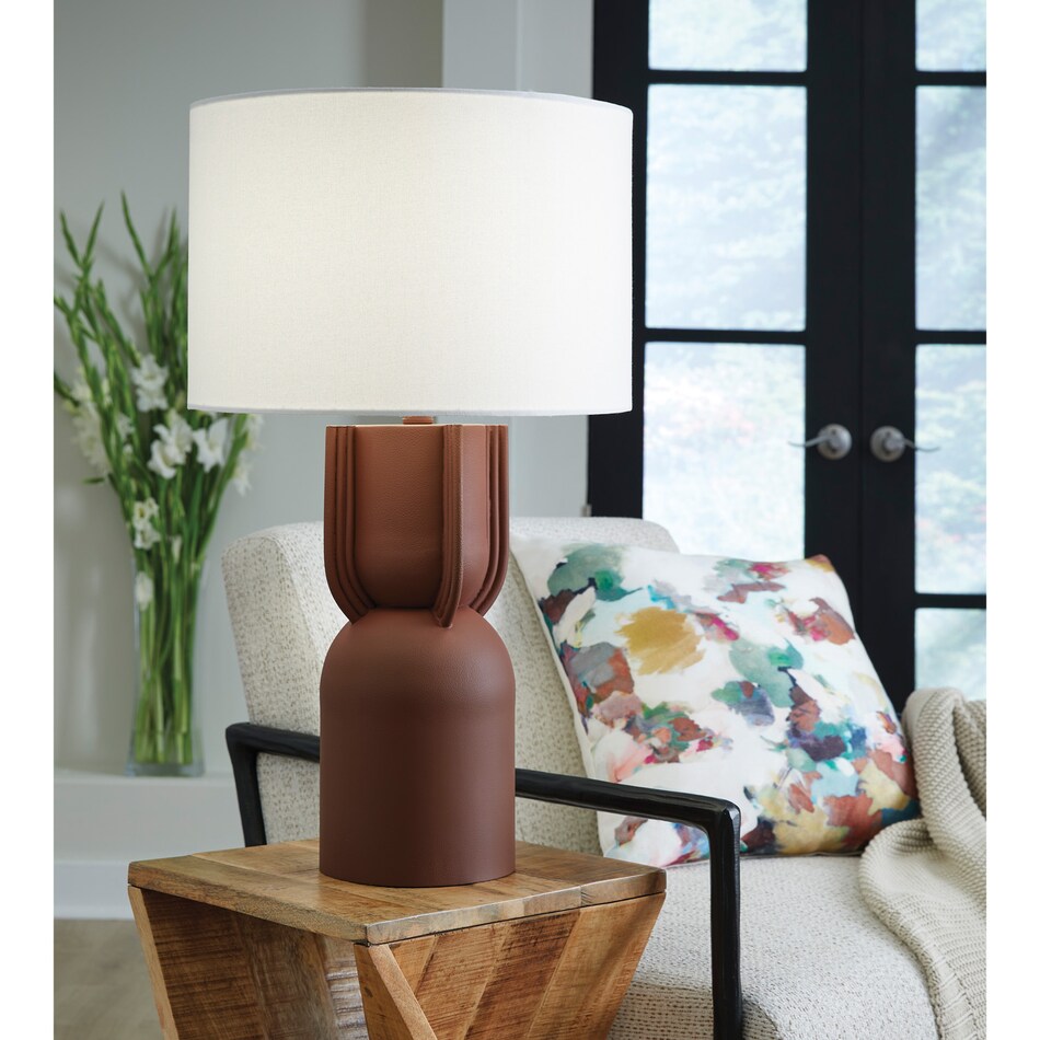 al red metal table lamp   