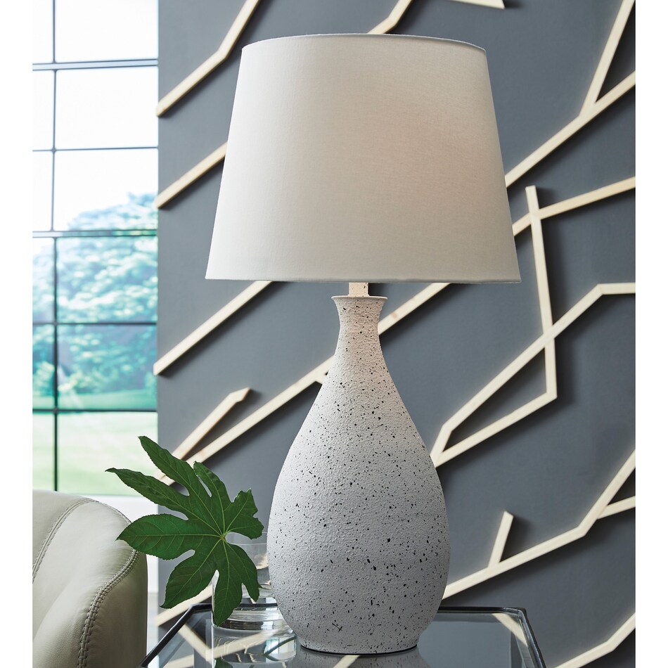al white metal table lamp   