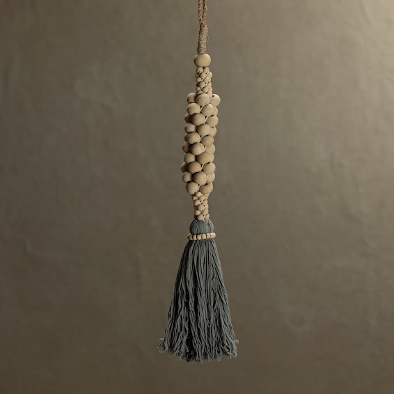 Assorted Woven Tassel - White / Grey