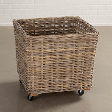 Rolling Small Rattan Basket