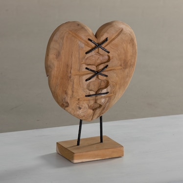 Teak Heart On Stand