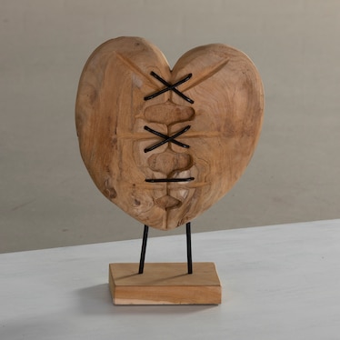 Teak Heart On Stand