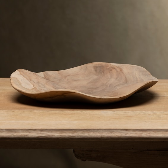 Natural Teak Wavy Plate