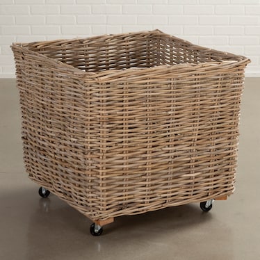 Rolling Medium Rattan Basket