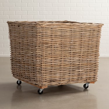 Rolling Medium Rattan Basket