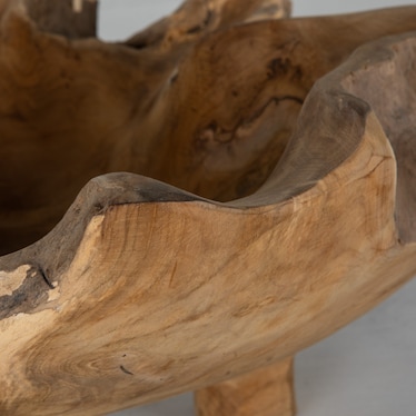 Small Natural Teak Bowl W/ Feet