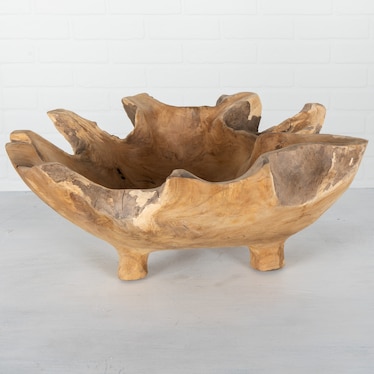 Small Natural Teak Bowl W/ Feet