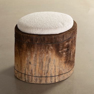 Wooden Ottoman W/ Upholstered Seat