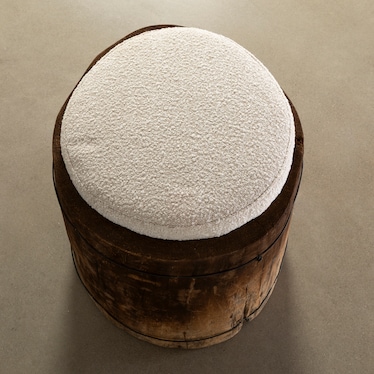 Wooden Ottoman W/ Upholstered Seat