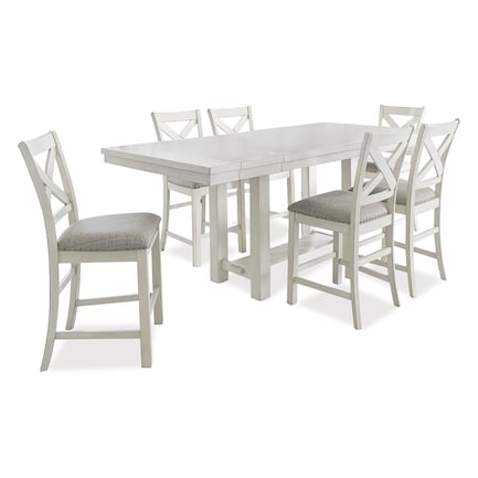 Mayfair White 7-Pc. Counter Height Dining Set