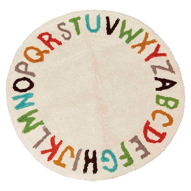 38" Round Alphabet Rug