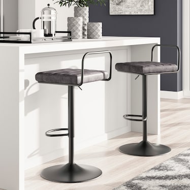 Theo S/2 Grey Adjustable Height Stools