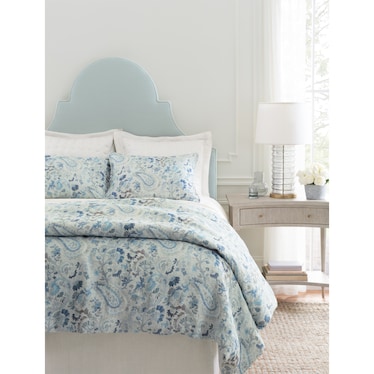 Ines Linen Blue Full / Queen Duvet Cover
