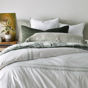 Queen Duvet Percale W/ Leaf