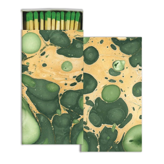 Green Marbleized Paper Matches